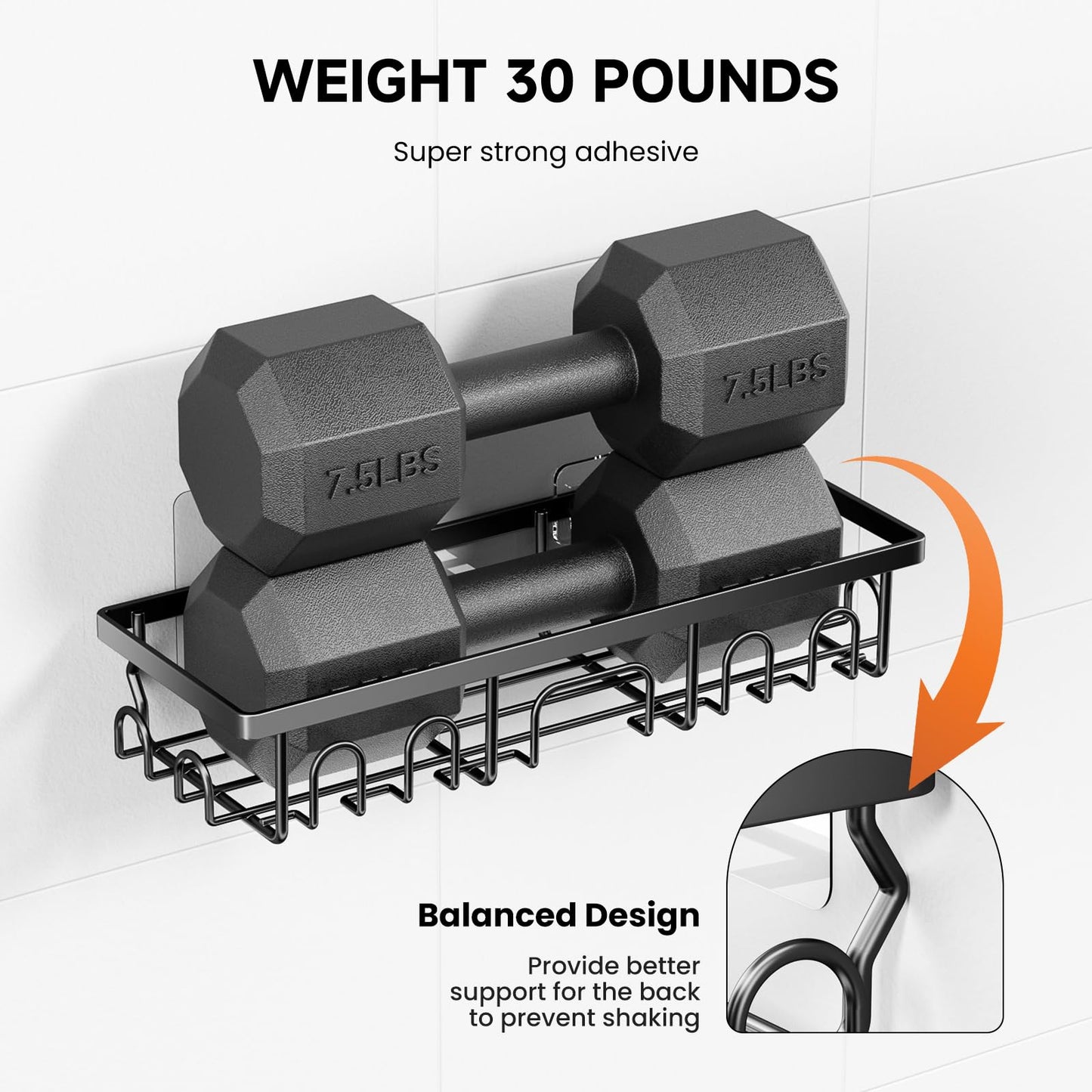 Deyhoc 3 Pack Rustproof Stainless Steel Shower Caddy - Black