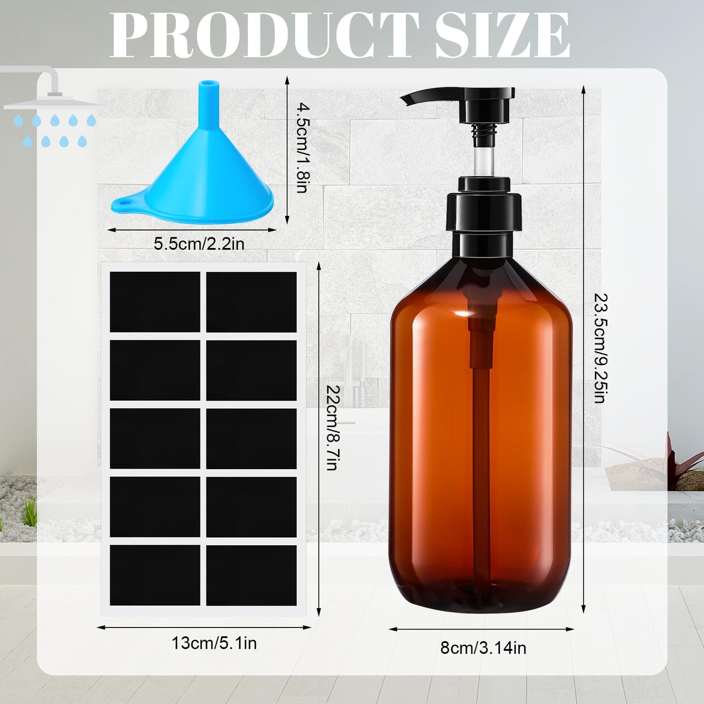 Pump Bottle Dispenser,2 Pcs 750ml/26oz Refillable Empty Press Pump Bottles,Refillable Plastic Empty Pump Bottles Dispensers with Funnel and Label for