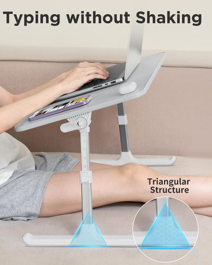 Lap Desk, SAIJI Bed Table, Thick Stable Feet, Height and Angle Adjustable, Enough Mouse Space, up to 17'' Laptop, for Homeoffice, Breakfast, Study