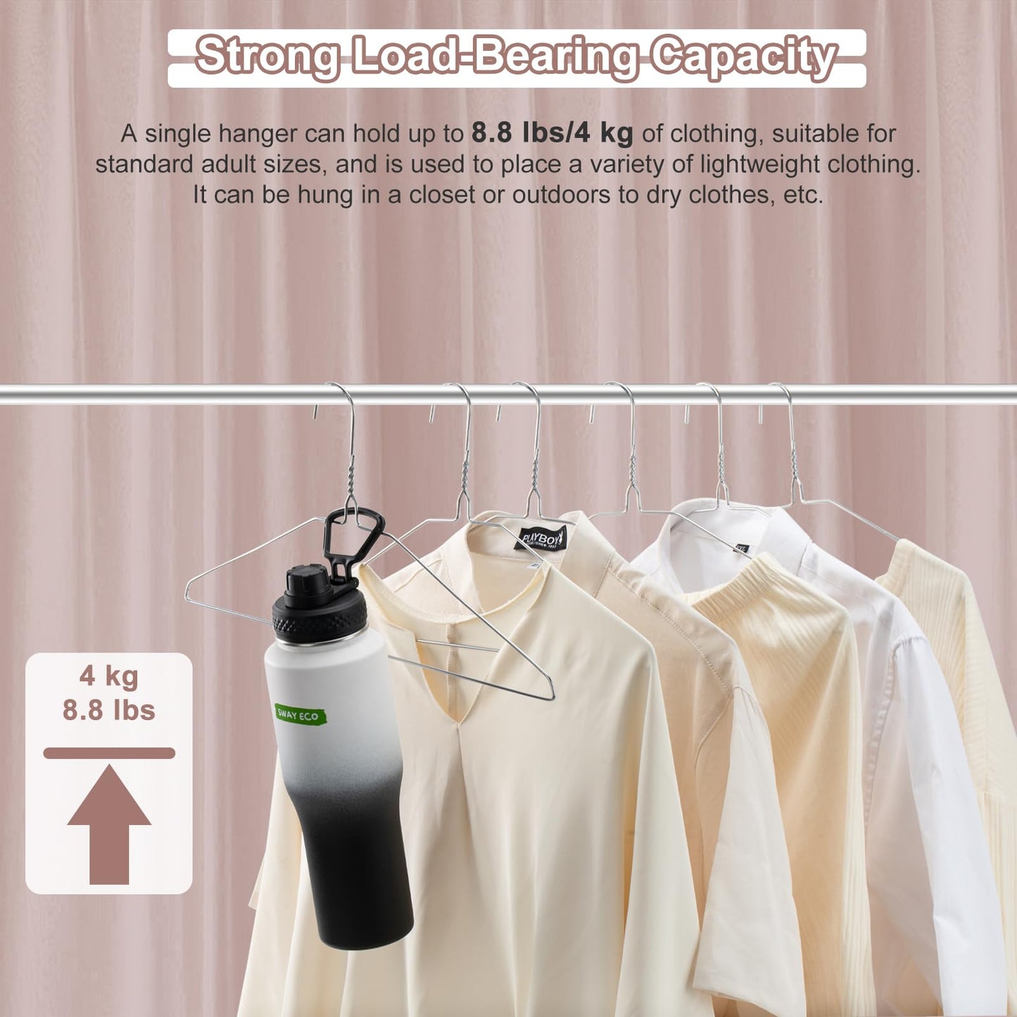 Jiang&Rong 100 Pack Metal Wire Hangers,Metal Coat Hangers (Silver)