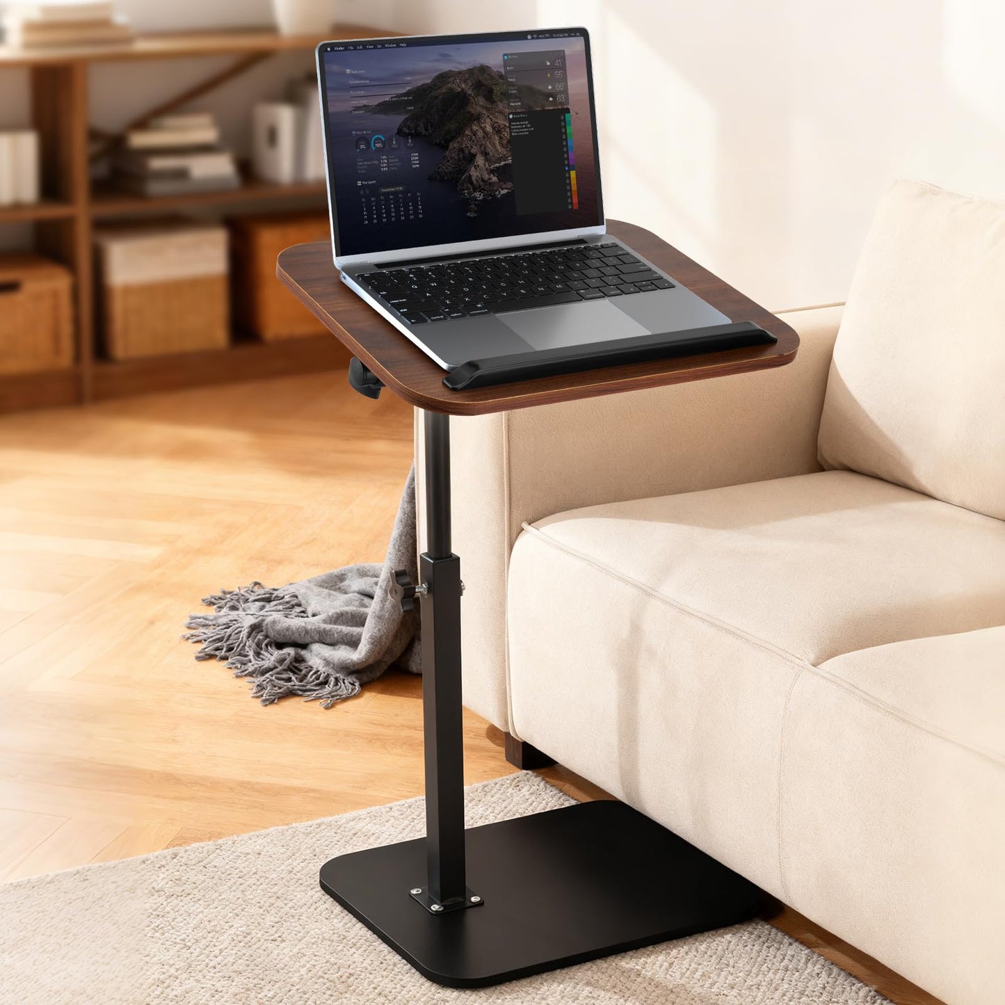 C Shaped Side Table,45-80cm Height Adjustable Bedside Table, 360°Swivel End Table, Sofa Side Table, Modern Small Coffee Table