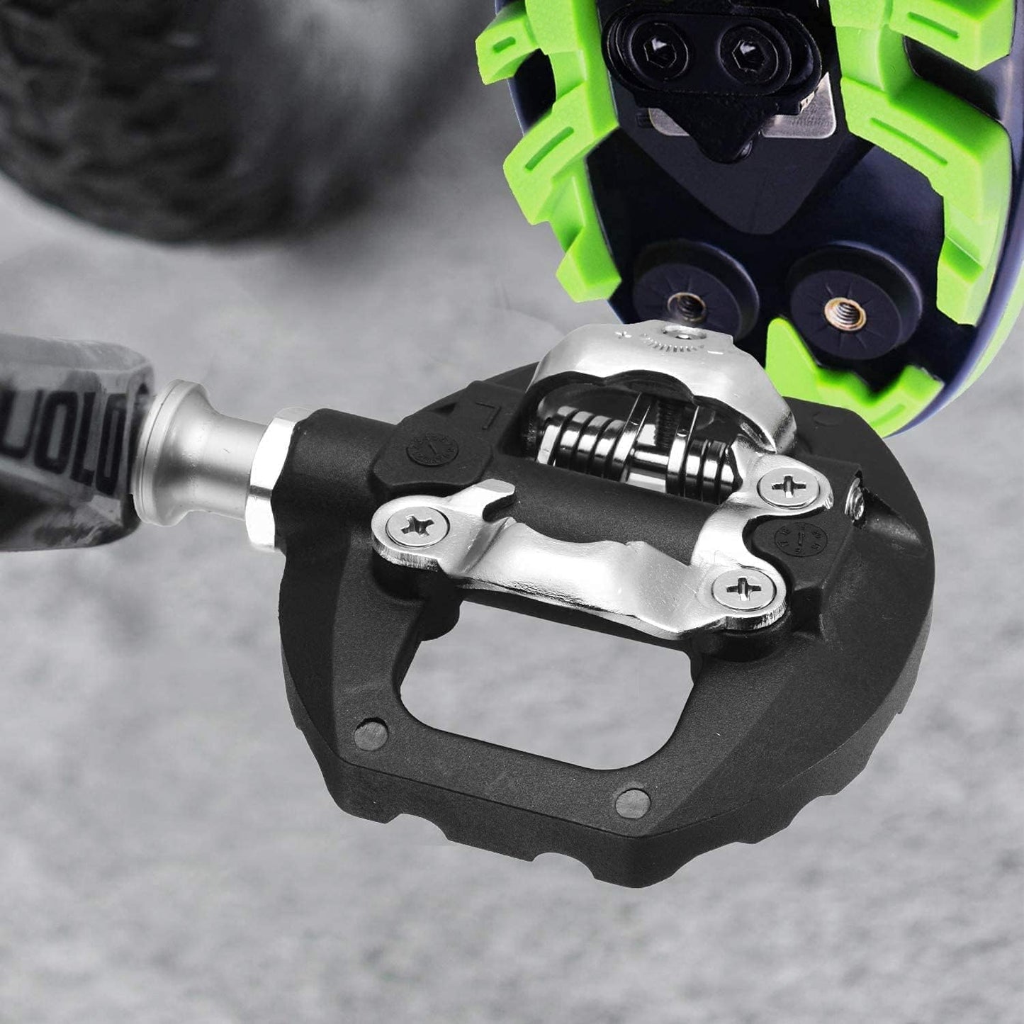 MTB Pedals Dual Platform with Cleats - Compatible with Shimano SPD Cleats, 3 Sealed Bearing Lightweight Nylon Fiber Bicycle Pedal for Gravel, BMX,