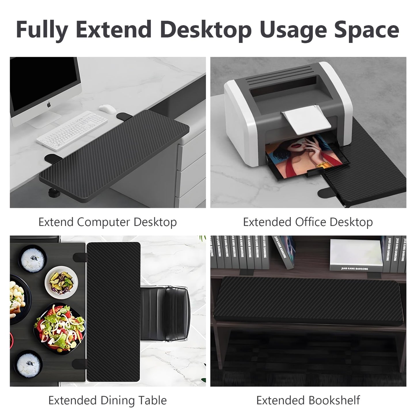 Ergonomics Desk Extender Tray,55x24x1cm Table Mount Arm Wrist Rest Shelf Without Punching Keyboard Support Stand Computer Desk Extension for Dorm