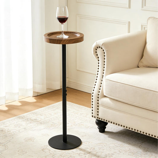 Simcat Small Round Side Table, Drink Table for Small Spaces and Modern Decor 1, Walnut