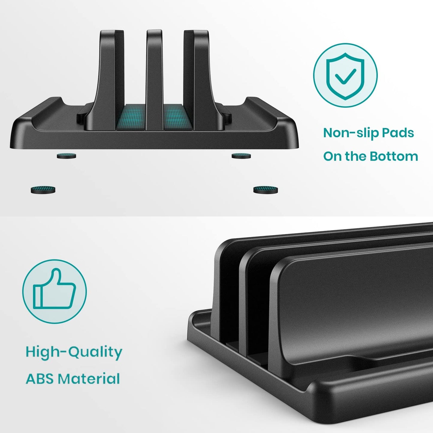 Vertical Laptop Stand for Desk, Klearlook Laptop Holder with Adjustable Slots, 4 in 1 Space-Saving Stand, Portable Notebook Stand for All MacBook, HP