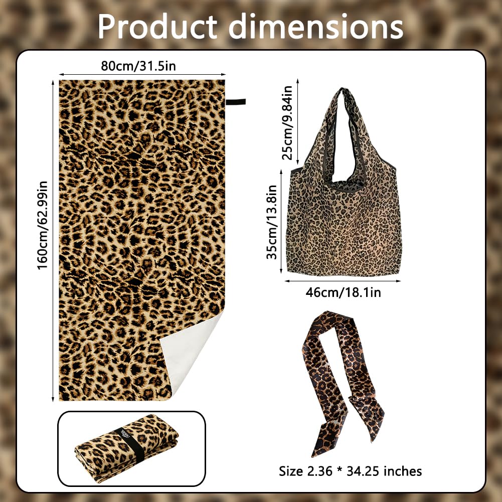 Vexthorion Leopard Microfibre Quick Dry Travel,Swimming Towel Set-160x80CM