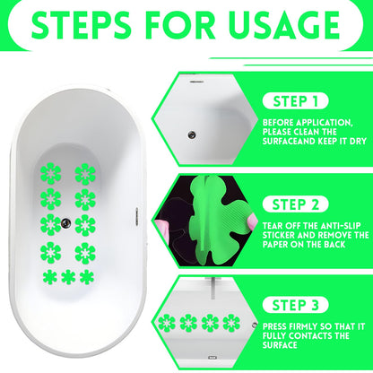 24 pcs Bathroom Non Slip Stickers Luminous Stickers Flower Shape Non Slip Shower Stickers Contains 12 pcs 10 CM and 12 pcs 4,5CM Flowers Luminous