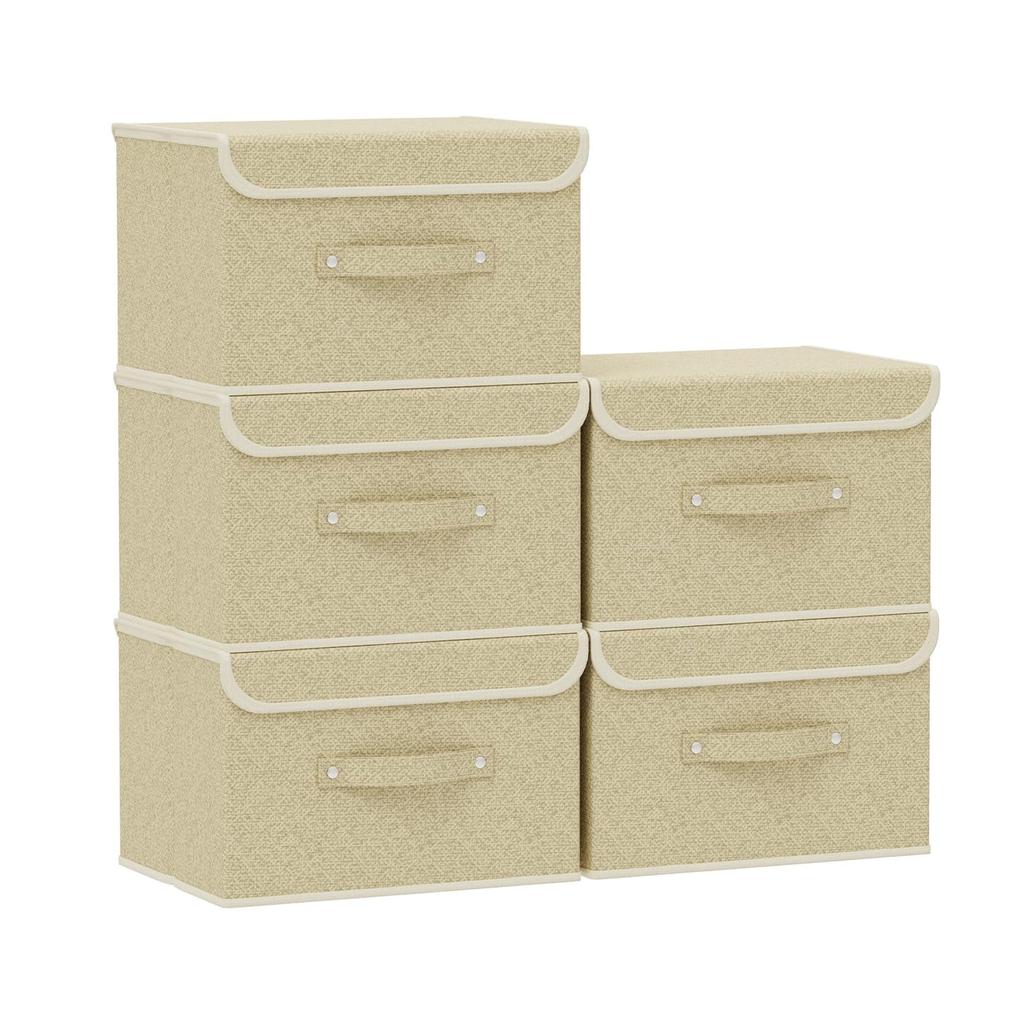 ENUMAIL Storage Bins with Handles,Grey and Beige,26x20x17cm,5 Pack