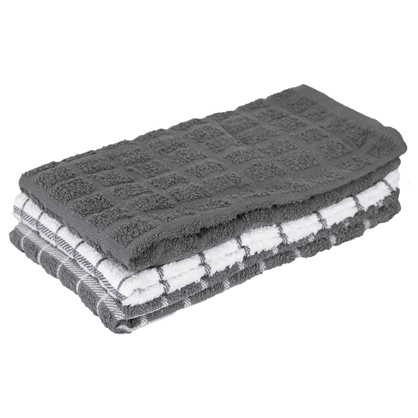 Ritz Terry Check Kitchen Towels: Highly Absorbent & Super Soft - 100% Cotton, Durable Kitchen Cleaning Cloths for Wiping Tables and Counters, 3-Pack