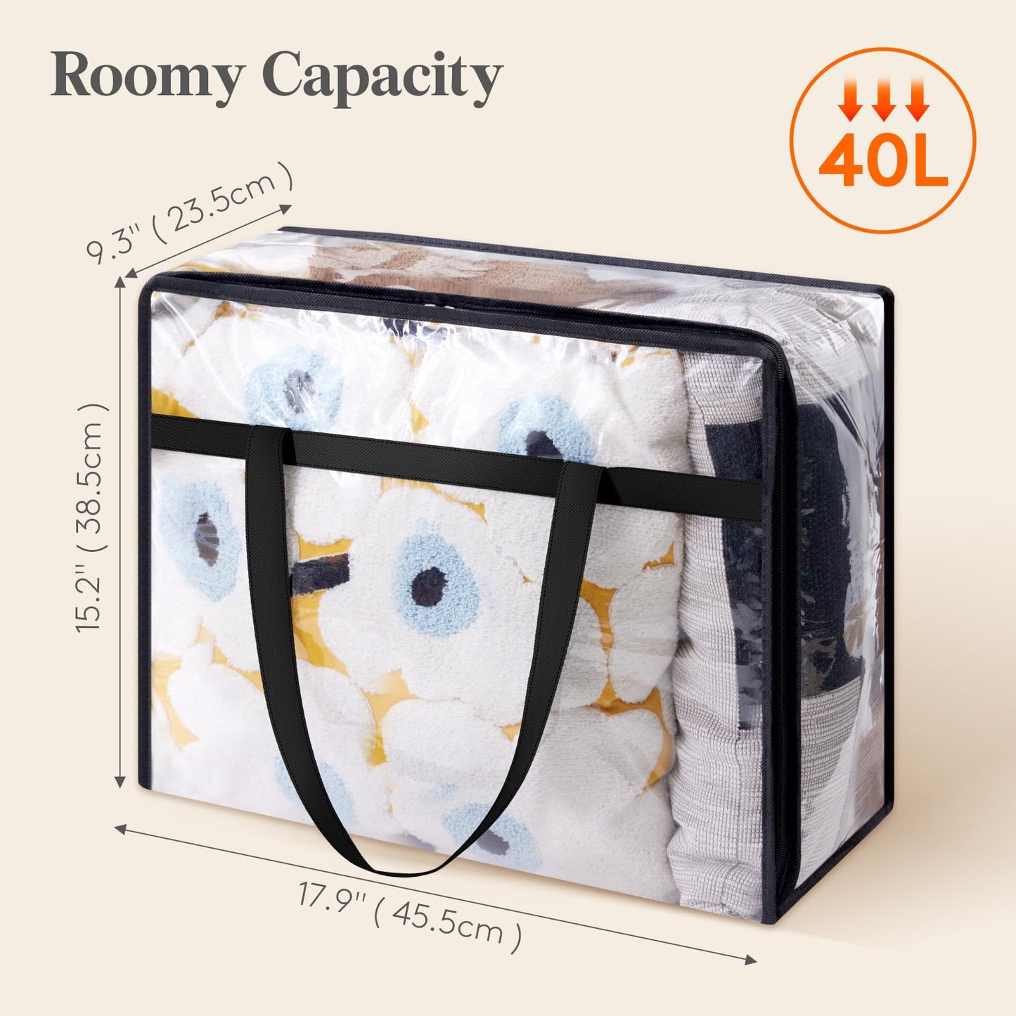 Lifewit 4 Pack Clear Storage Bags, 40L Plastic Clothes Storage Bags