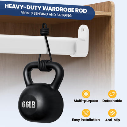 Wardrobe Rail Pole,Clothes Rail 42-101CM Adjustable Stainless SteelWhite