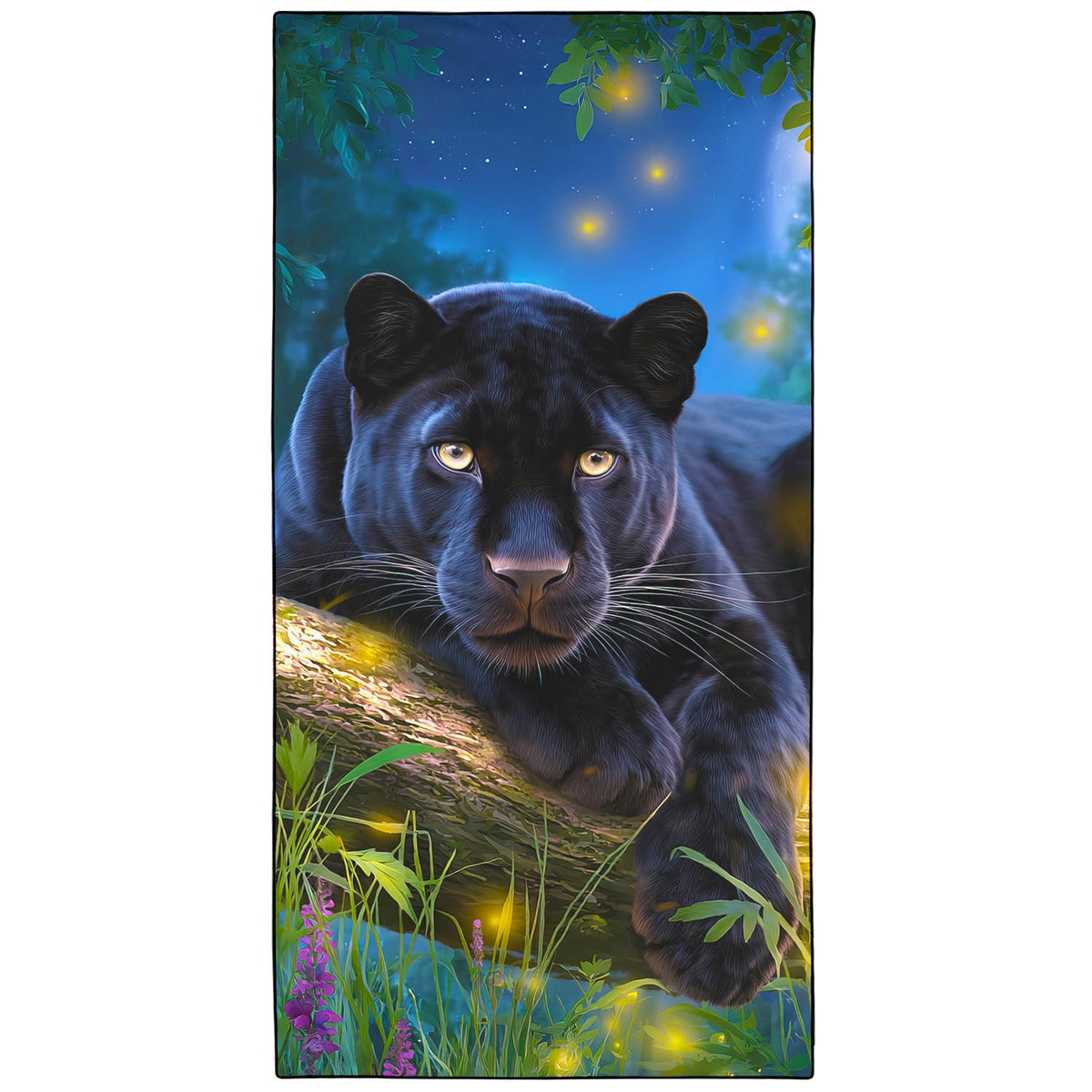Violetpos Firefly Black Panther Beach Towel, Extra Large 180x90 cm 250GSM Microfibre, Sand Free Quick Dry