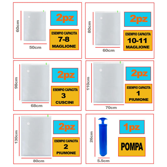 ICE TOYS Set of 10 Vacuum Space Saver Bags 5 Different Sizes Includes Pump (Set 10 + Pump)