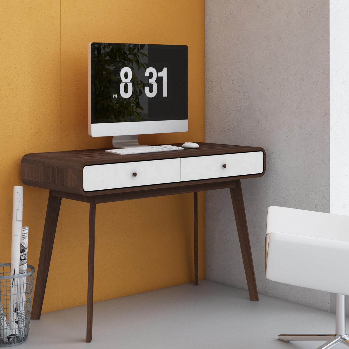 DHP Furniture Cassie Desk, Walnut White, 50x120x79cm (DxWxH)