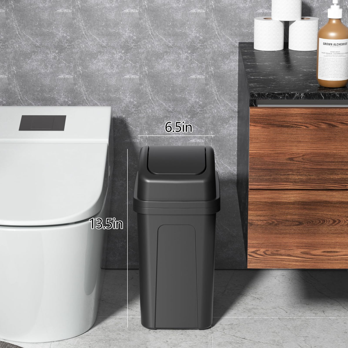 Zopnny 7 L Small Rubbish Bin, Trash Bin for Bathroom or Bedroom