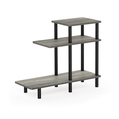 Furinno TURN-N-TUBE Side Table, 3-Tier L-Shape End Table with Open Shelf, Tall Toolless Night Stand, Bedside Table, for Living Room, Bedroom