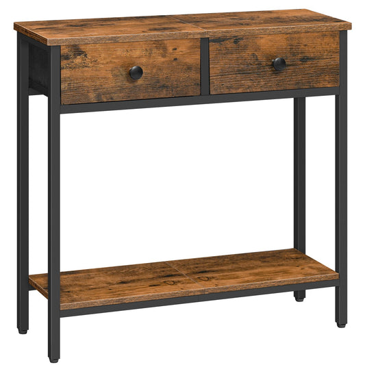 HOOBRO Slim Console Table, Narrow Console Table with 2 Non-woven Drawers, Hallway Table with Storage, Small Side Table for Small Spaces, Living Room,