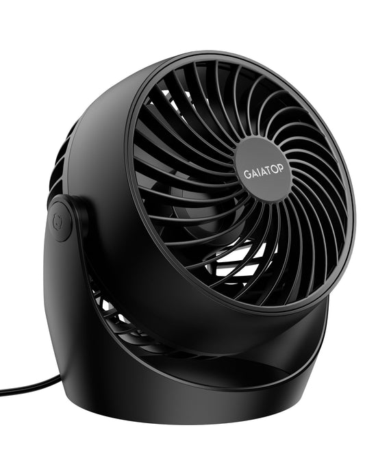 gaiatop Desk Fan, 5 Inch Portable Electric Table Desktop Air Circulator Fans, Small but Powerful with 3 Speed 360? Adjustable Tilt for Cooling Home