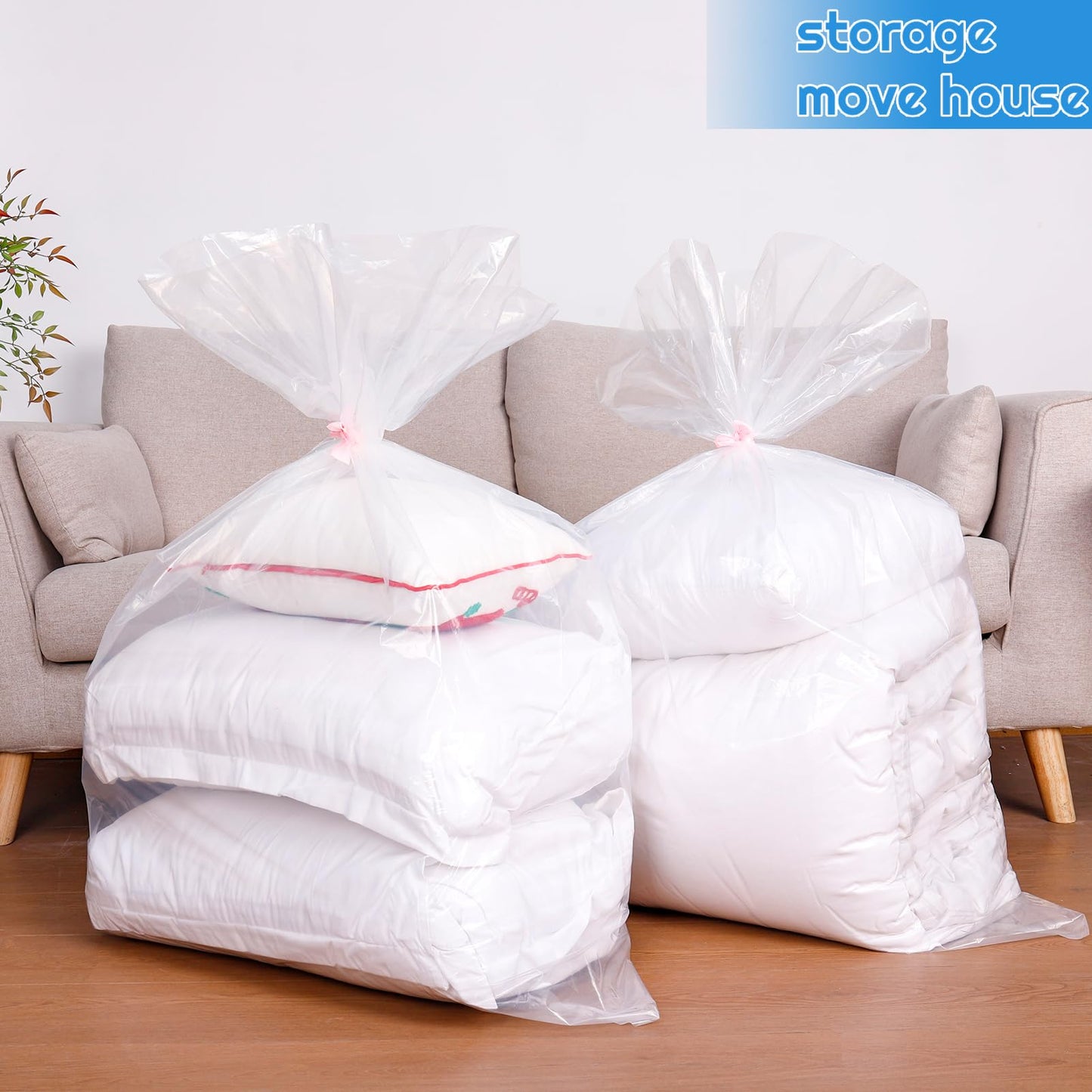 10 pcs Extra Large Clear Plastic Storage Bags