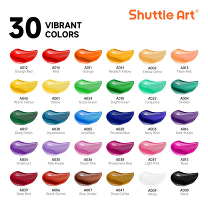 Shuttle Art 65 Pack Acrylic Paint Set with Wooden Table Top Easel Box, Mixed Media Artist Art Set with 30 Colours Acrylic Paints, Blank Canvas,
