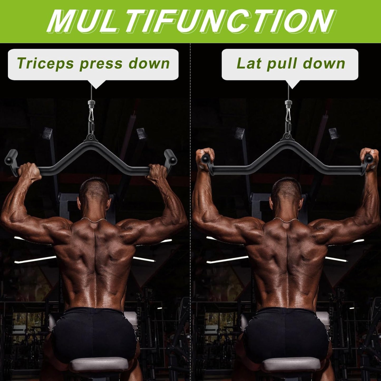 SELEWARE 20" Multi-Grip LAT Pull Down Bar ? Durable Alloy Steel, Ergonomic Grip, Versatile Cable Machine Attachment for Versatile Muscle Training