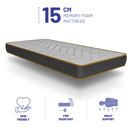 naturalex 3ft Single Mattress Memory Foam Mattress 6 Inch Deep Plush Mattress (90x190cm) Fire Retardant Skin Friendly, The Cotswold