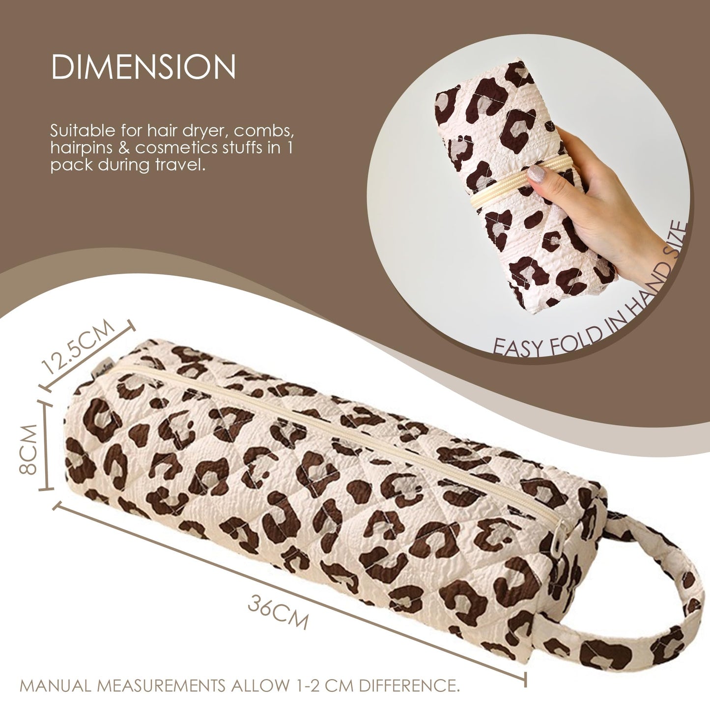 MOMOJULI Cute Quilted Hair Tools Bag with Zip Hair Styling Accessories Travel Storage Case Organiser for Shark FlexStyle,Dyson Airwrap Hair