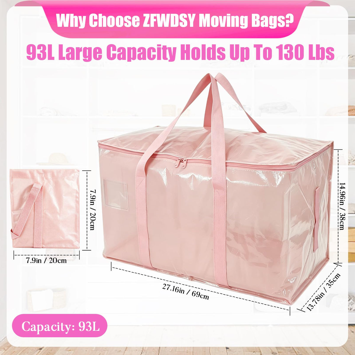 ZFWDSY Moving Bags 93 L,8-Pack Storage Bags Moving Boxes Alternatives