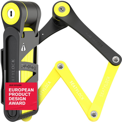 FoldyLock Compact Folding Bike Lock - Award Winning Patented High Security Cut Proof Bicycle Lock - Heavy Duty Anti Theft Smart Secure Guard with Key