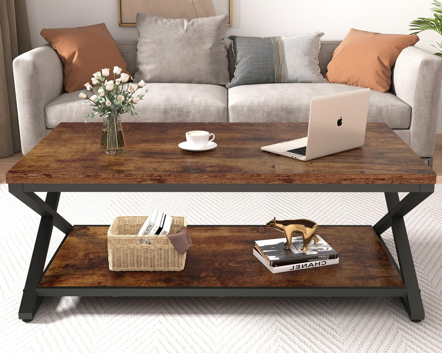 HSH Coffee Table for living room coffee tables Storage 120cm Rustic Brown