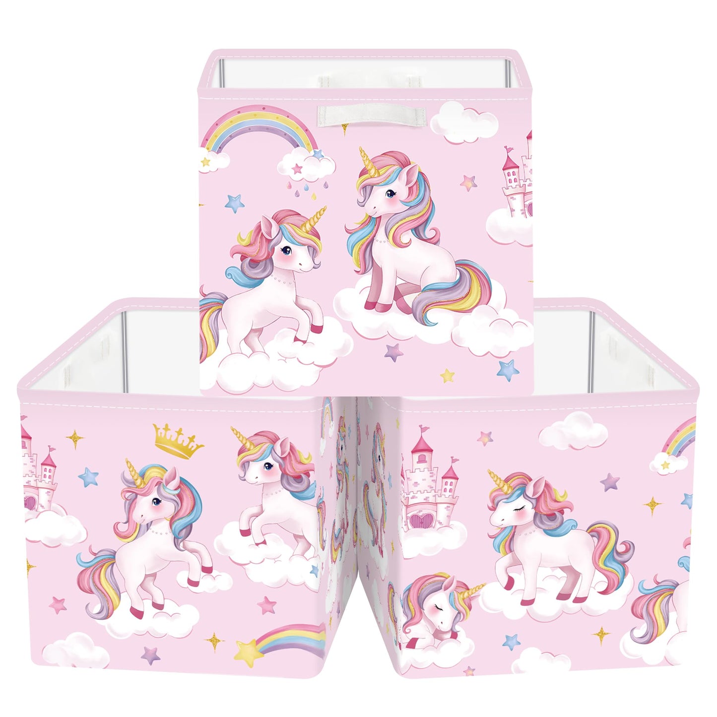 Clastyle 3 pcs Unicorn Cube Storage Boxes for Shelves Kallax Boxes