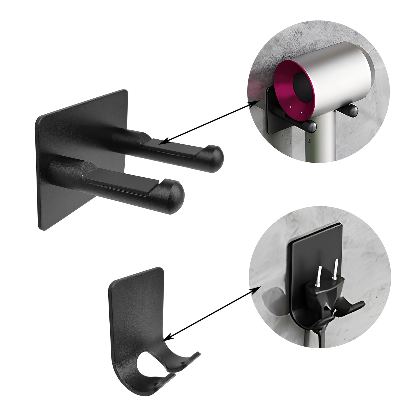 YAVO-EU Hair Dryer Holders, Hairdryer Stand Wall Mounted Fixing Without Drilling Suitable for Most Hair Dryers Installed in Bedroom Washroom and