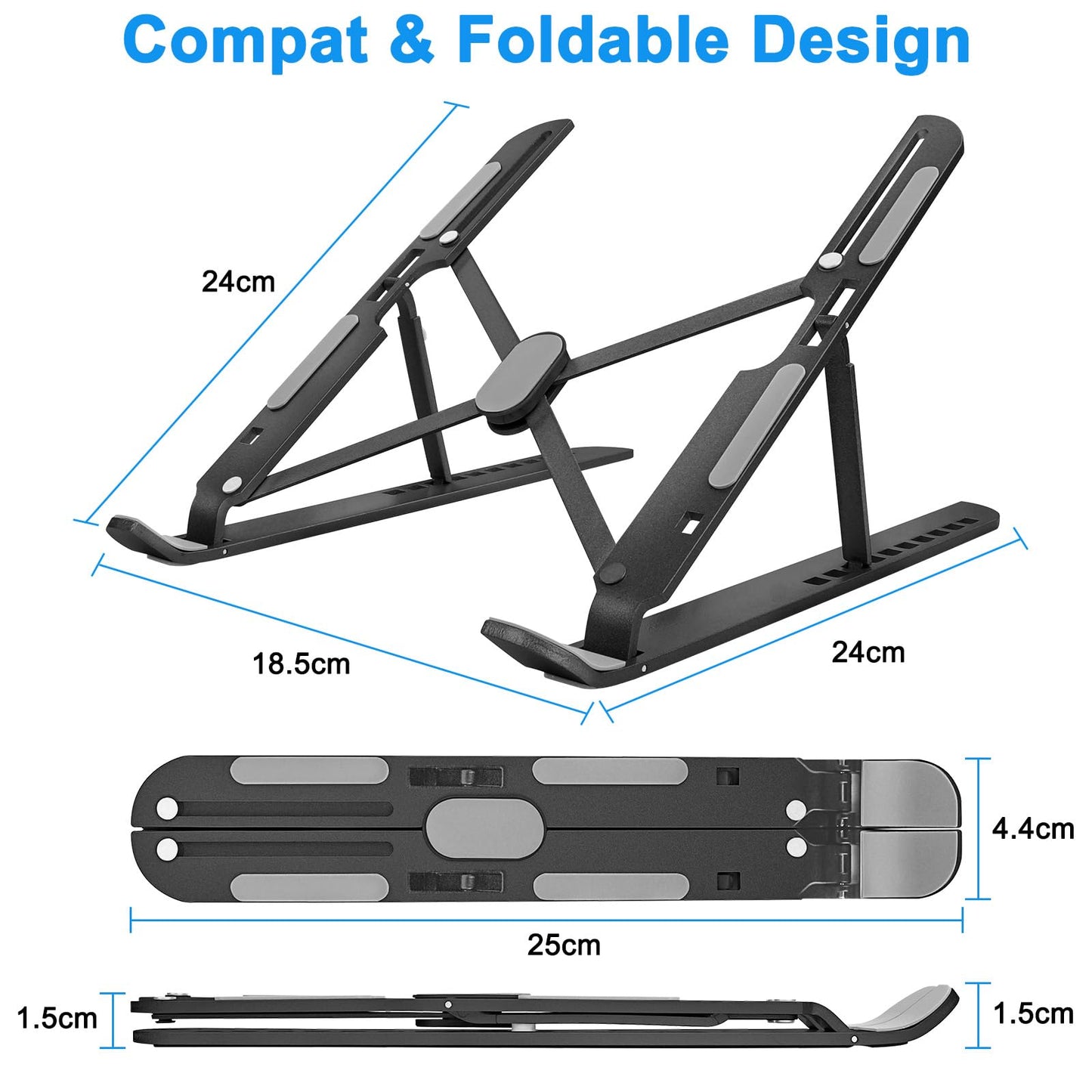 MECHEER Laptop Stand for Desk Adjustable, Folding Tablet Stand Aluminum Laptops Holder, Portable Laptop Riser for Desk