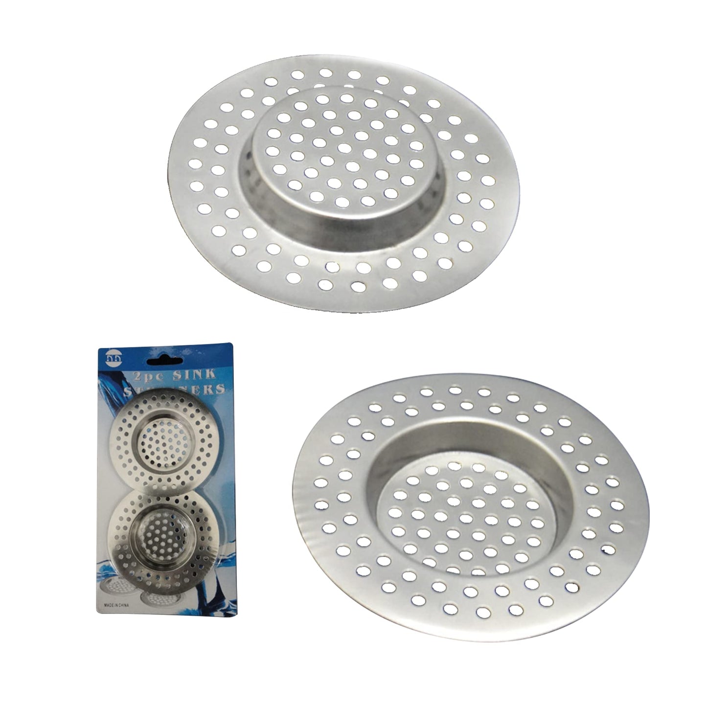 Sink Strainer Plug Hole Hair Catcher 2Pcs Stainless Steel Hair Catchers, Bathtub Shower Drain Cover Hair Catcher Sink Plug Stopper Drain Filter for
