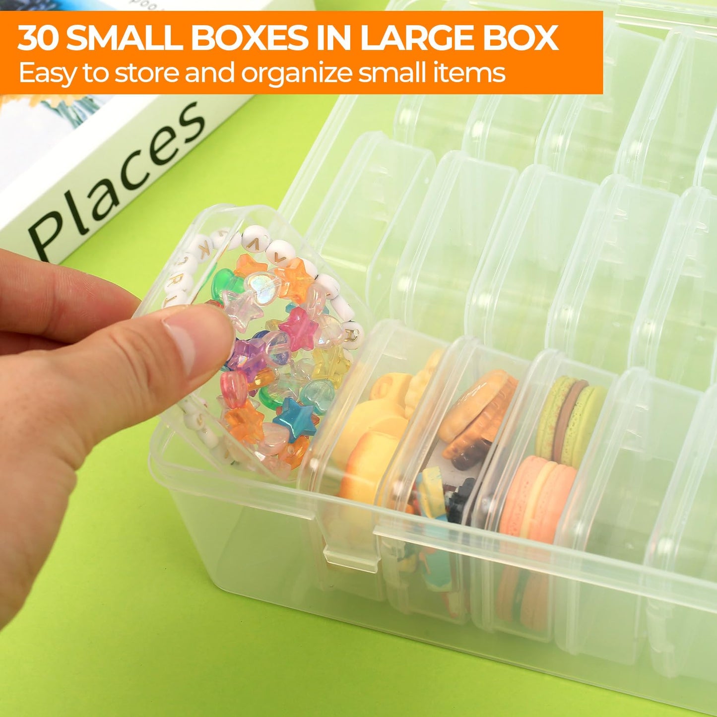 SHUTIANYA Plastic Bead Storage Box Organiser, Craft Storage Box with 30 Small Boxes
