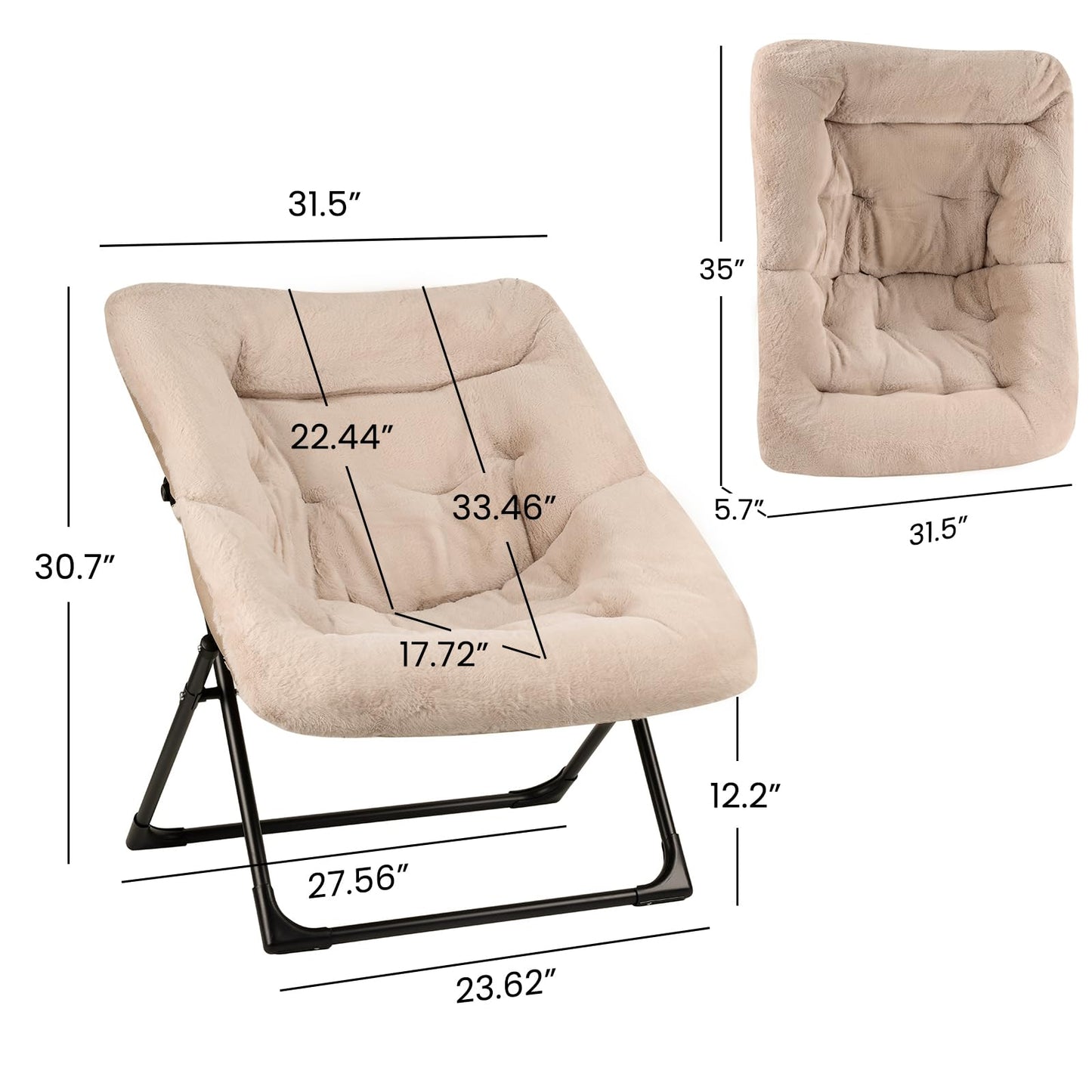 Mordchil EU Armchair Saucer Chair, Comfy Faux-Fur Reading Chair for Bedroom, Oversized Accent Moon Chairs for Teens and Adults