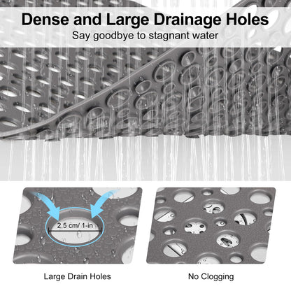 Bathtub Mat and Shower Mat Non Slip: 43 x 75 cm Soft TPE Bath Tub Mat with Suction Cups and Drain Holes, Anti Slip Shower Mats for Inside Shower