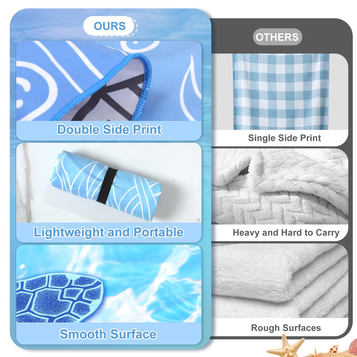 Anavasi 2 Pack Microfibre Beach Towels for Adults, 180 x 90 cm with Net Bag