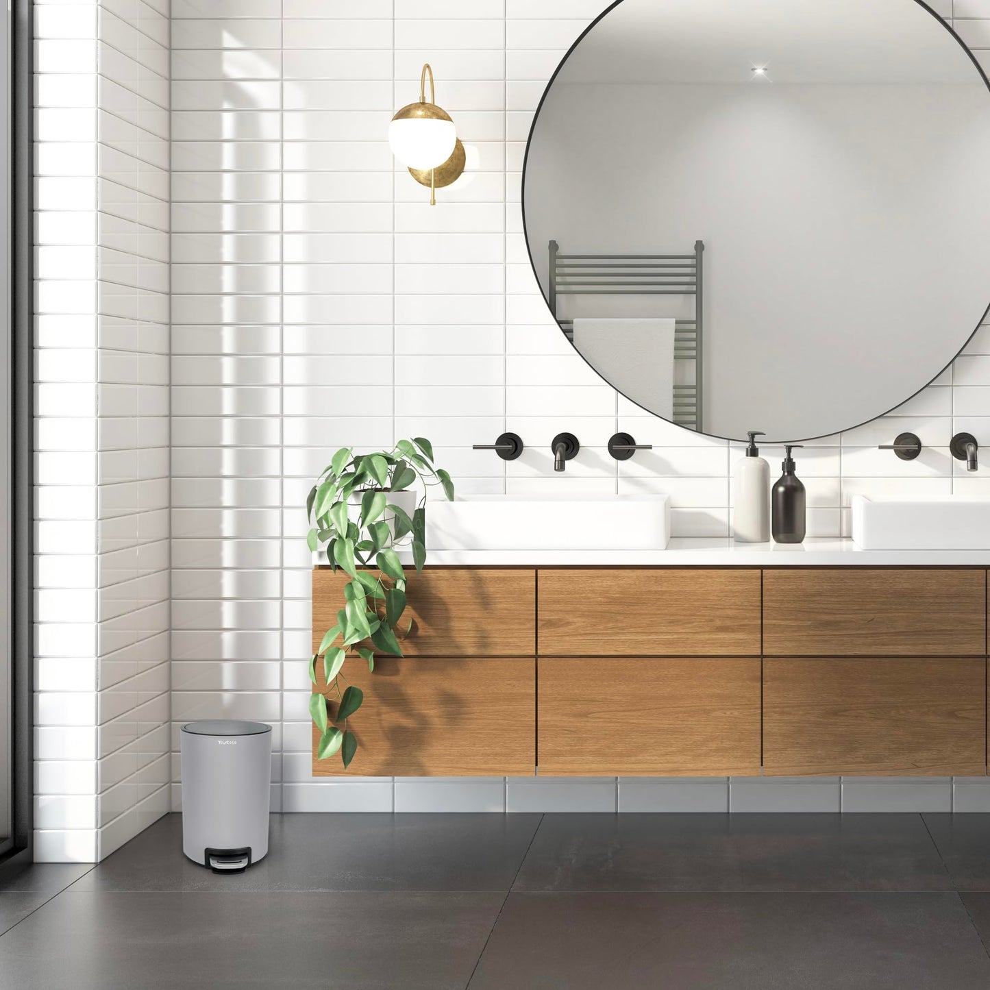YourCasa® Bathroom Bin [5L] - Elegant Design - Small Bathroom Bin - Cosmetic Bin - Bathroom Bin with Lid and Soft Close - Waste Bin Bathroom Toilet