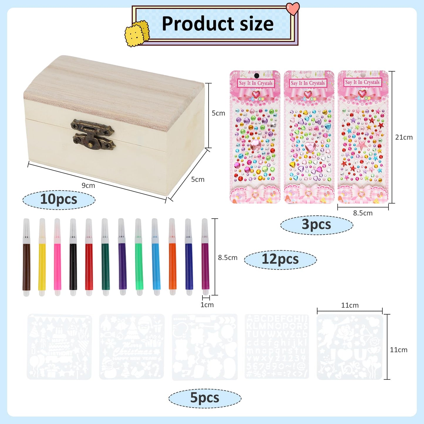 lahnao 10 Pieces Wooden Box with Lid, Mini Wooden Box With Hinged Lid, 5x5x9cm Small Wooden Box for Children's Birthday Parties