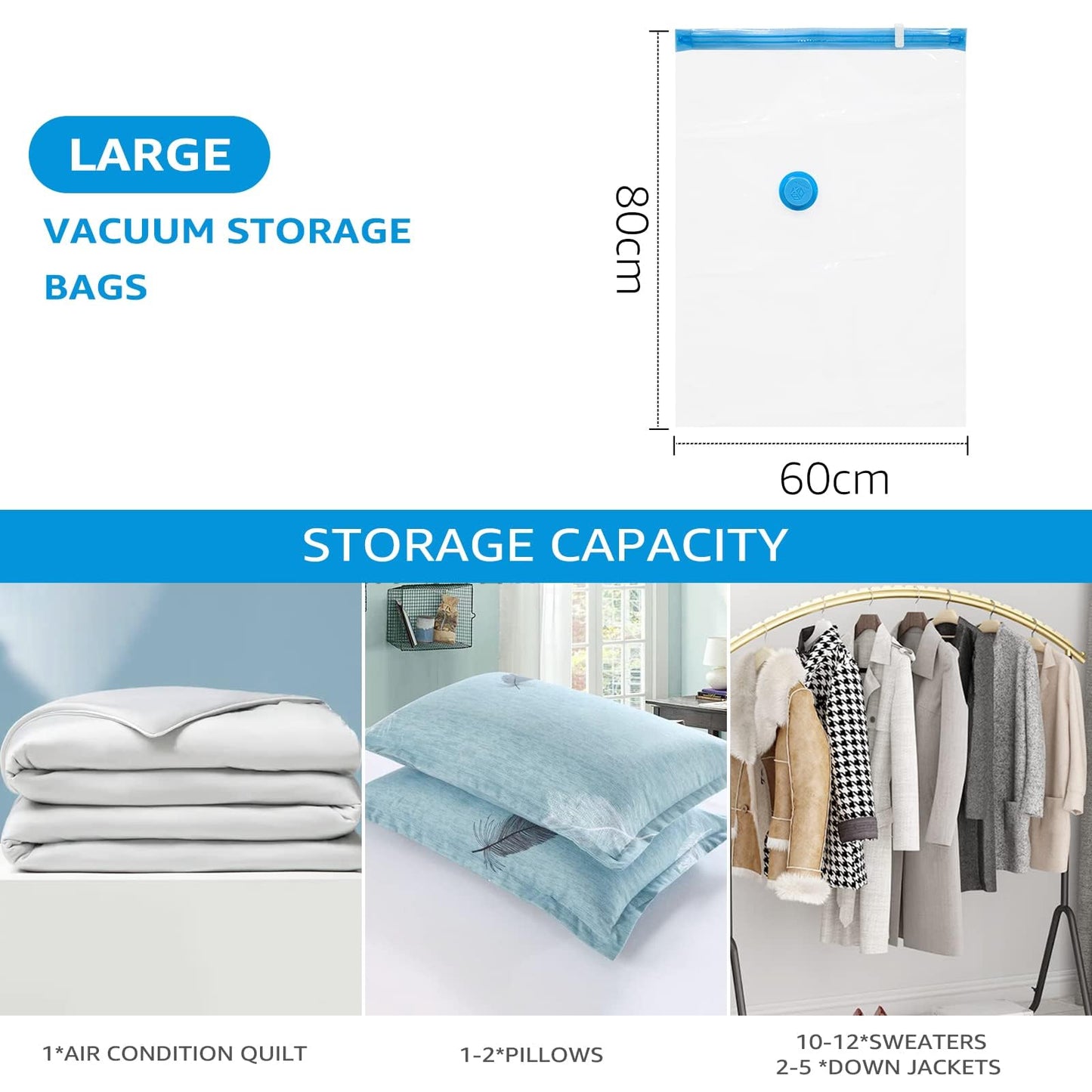 BoxLegend Vacuum Storage Bags Space Saving Bags 6 Pieces 80x60cm Premium Ultra Strong, Anti-Leak & Reusable for Clothes, Bedding & Duvets