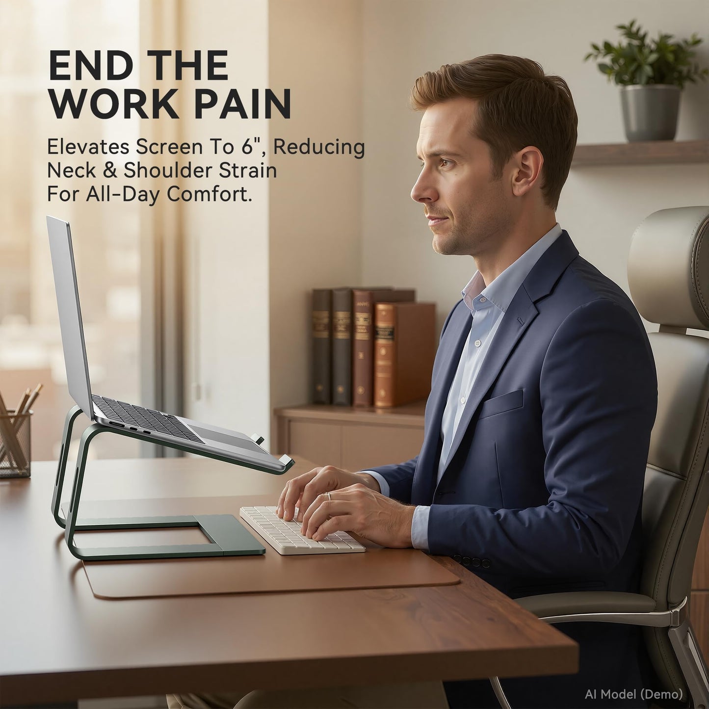 SOUNDANCE OVIFM Laptop Stand, Aluminum Computer Riser, Ergonomic Laptops Elevator for Desk