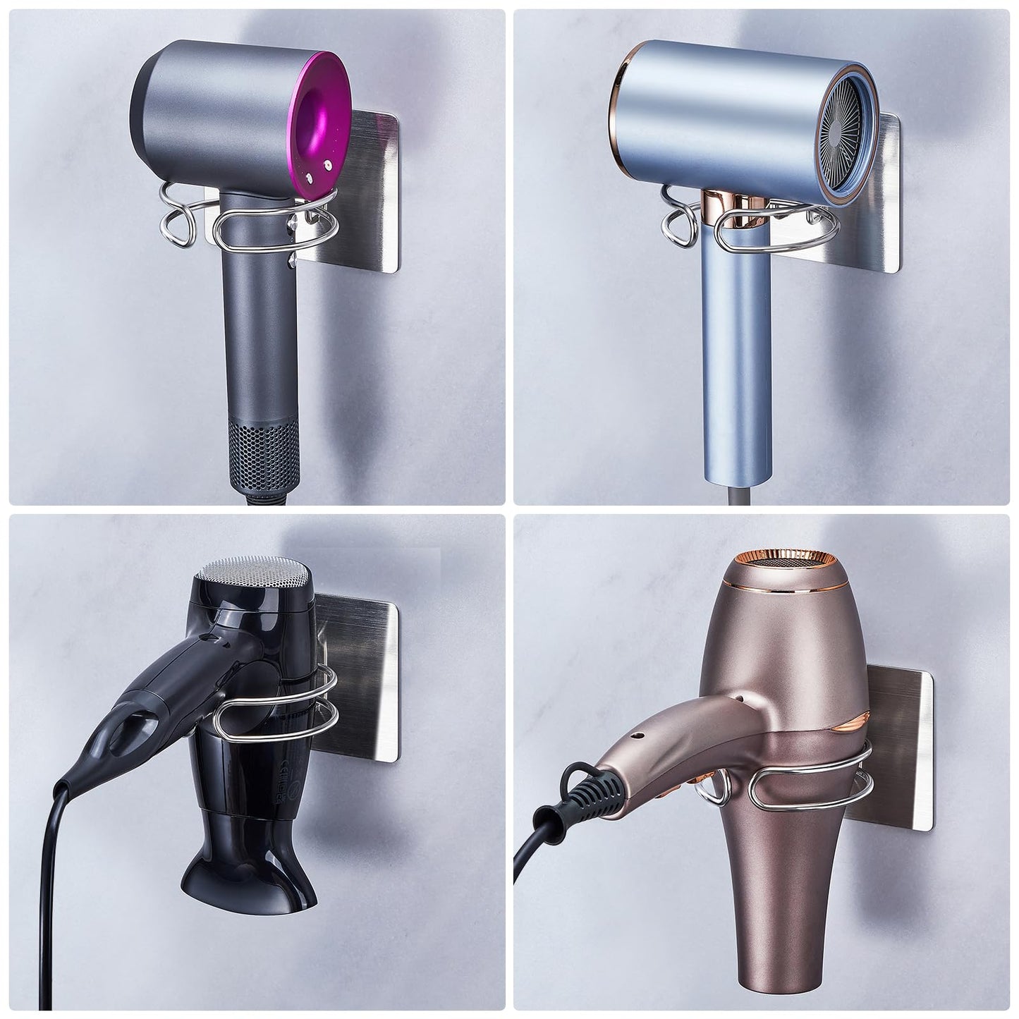 XILIMEN Hair Dryer Holder, Hairdryer Holder Wall Mounted, Hair Dryer Stand, Adhesive Hair Tool Organiser