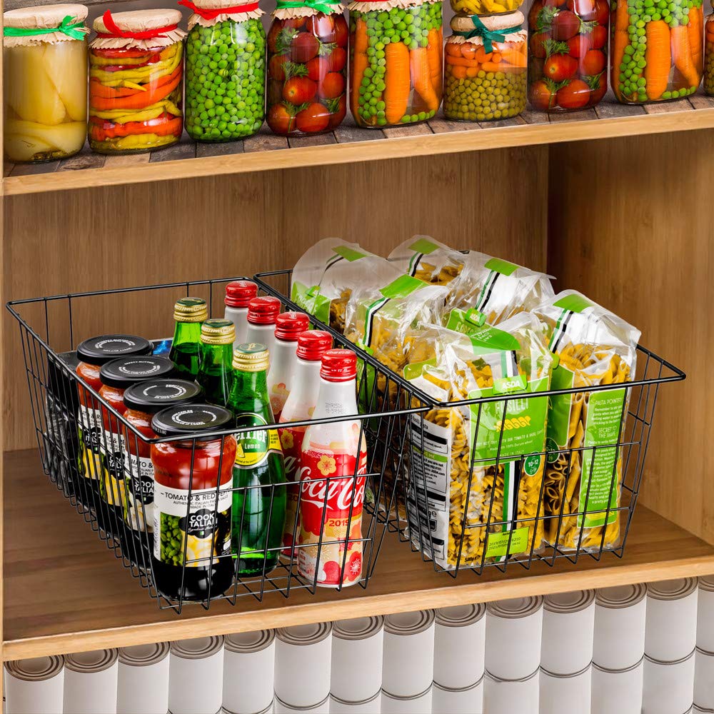 SANNO Freezer Basket Wire Organizer Storage Baskets Storage Bin Baskets for Organizing Kitchen Cabinets, Pantry, Freezer