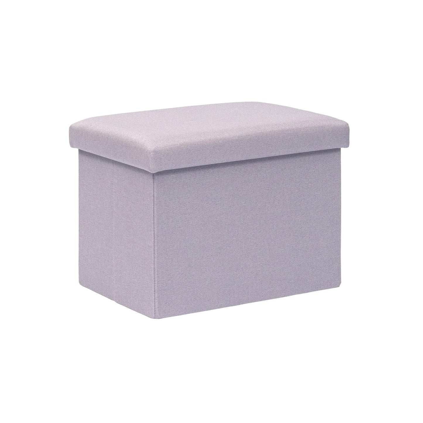Bonlife Ottoman Storage Box - Foldable Rectangular Footstool for Living Room, Kids Toy Chest with Lid, Multi-Use Seat & Storage, Light purple