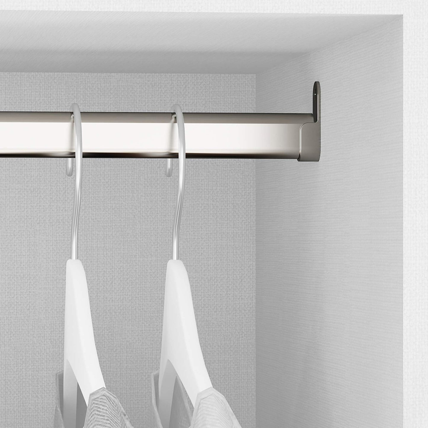 Emuca Wardrobe Oval Hanging Rail Kit with End Supports, 950mm, Chromed, Aluminium and Zamak, Pack of 2