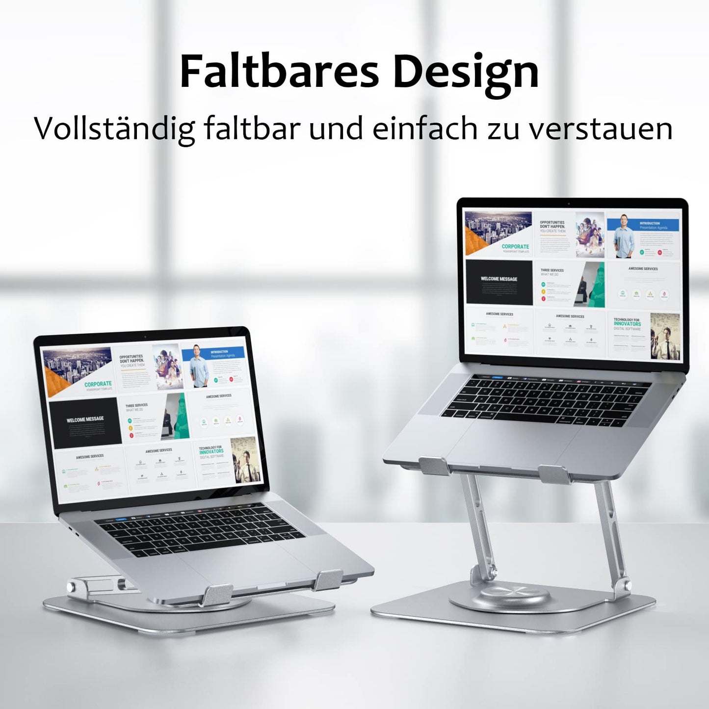 JOYEKY Laptop Stand, Foldable & Portable, Aluminium, Height-Adjustable, Compatible with Laptops 10-16 Inches