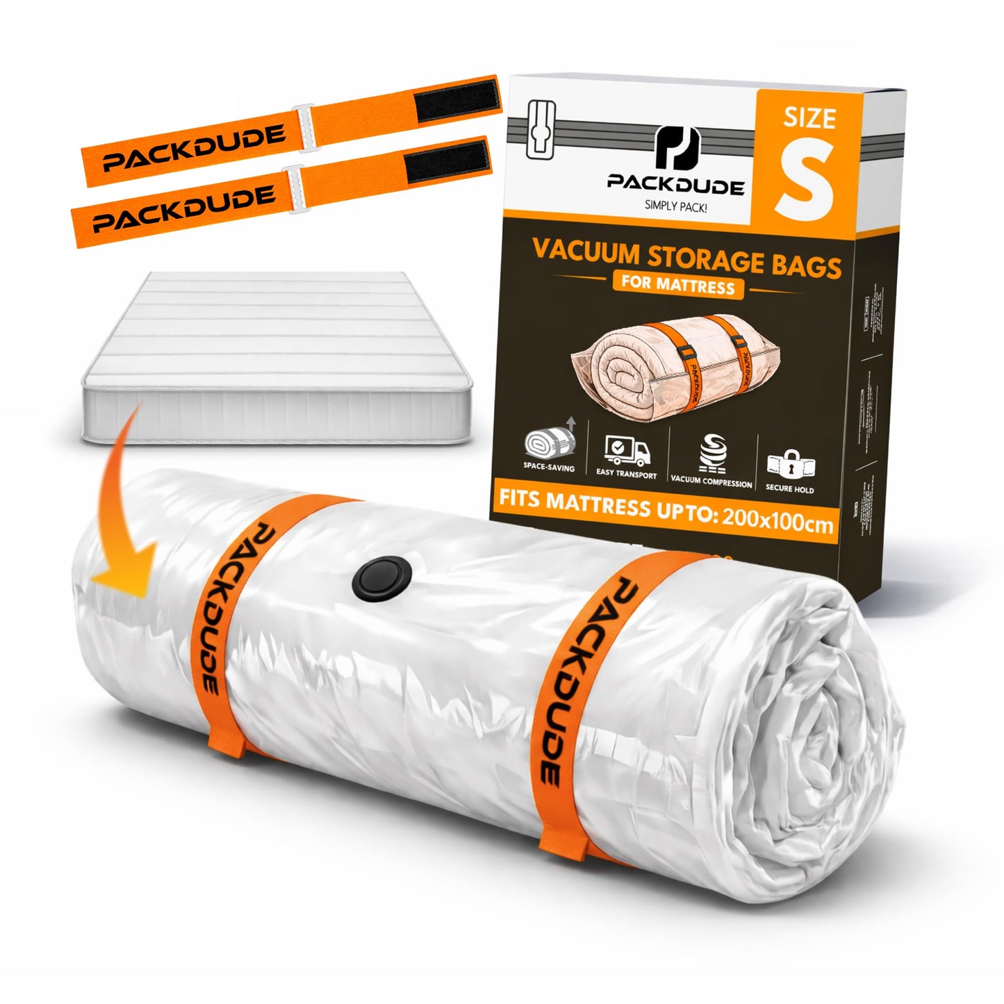 PACKDUDE Mattress Vacuum Bag for Single Size up to 200×100cm (79”×39”) (Bag Size: 240×130cm / 94.5”×51.2”) | Mattress Vacuum Storage Bags for Foam