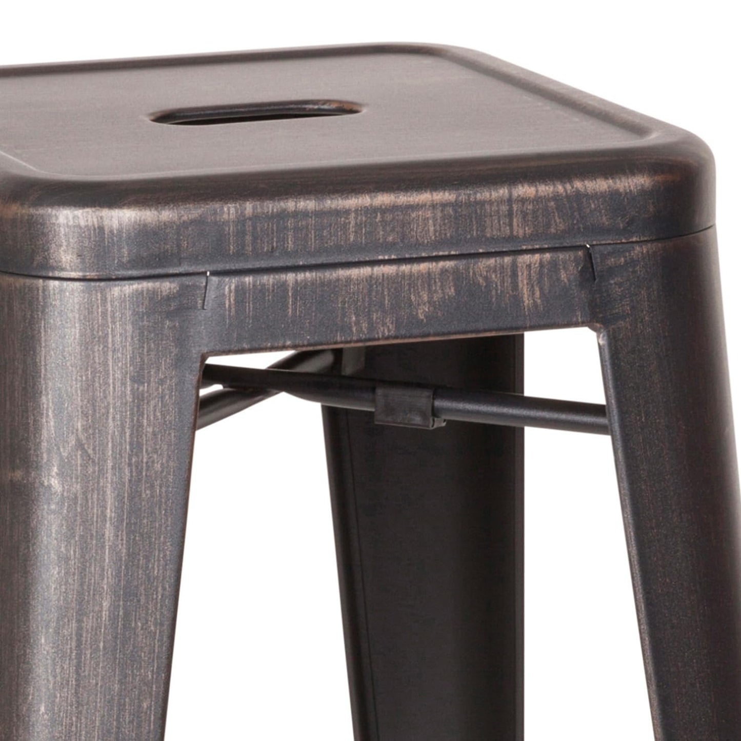 hjh OFFICE Vantaggio High 645035 Bar Stool Metal Black/Gold Retro Industrial Design Stackable