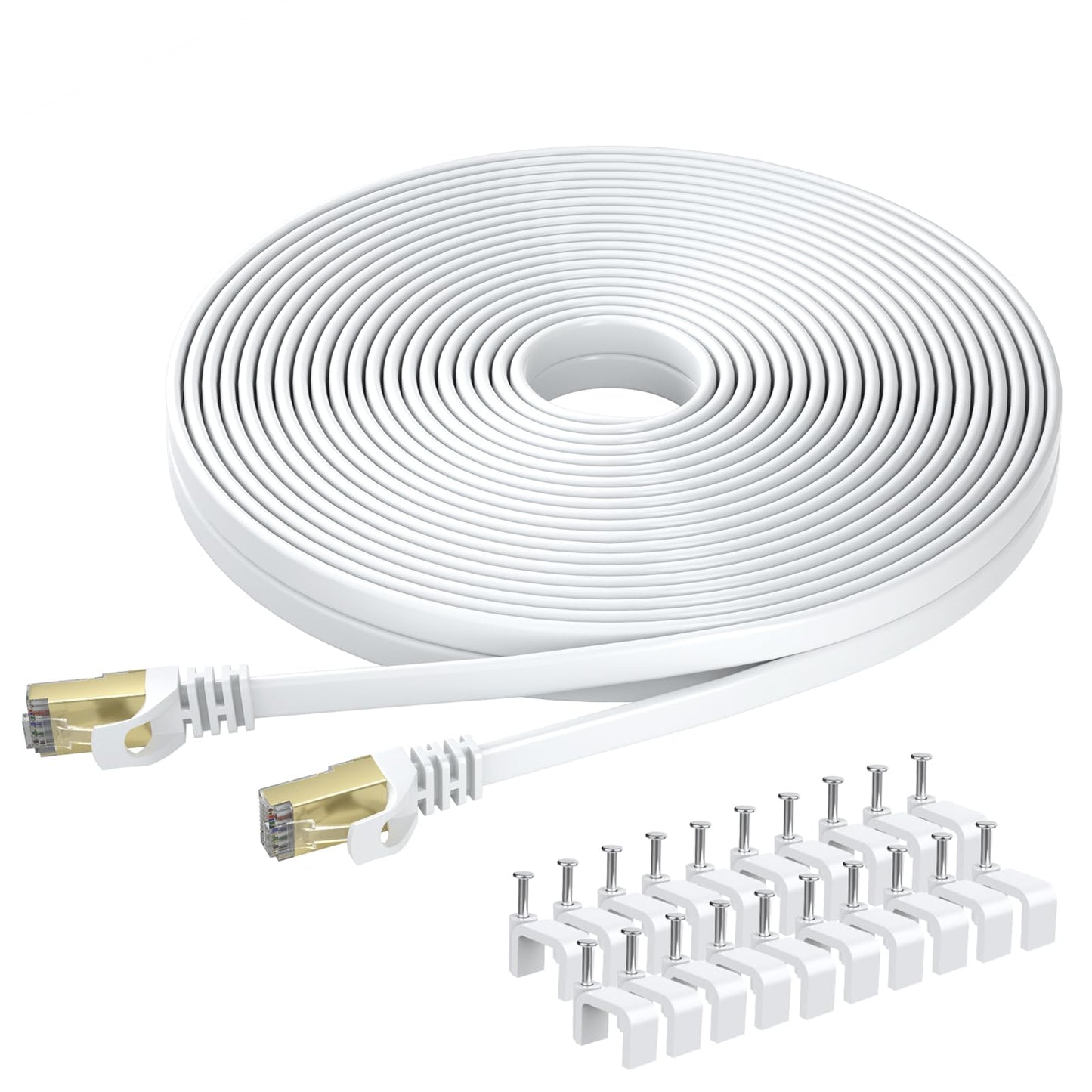 BUSOHE Cat 8 Ethernet Cable 30m, High Speed Flat Gigabit RJ45 Lan Network Cable, 40Gbps 2000Mhz Internet Patch Cord Compatible with Router, Modem, PC,